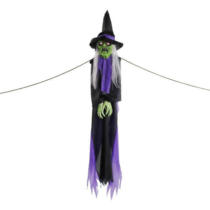 Haunted Hill Farm Talking Witch Tree Hugger with Light-Up Eyes and Attached Ropes, Halloween Prop for Battery Operated Scary Outdoor Halloween Decorations, Spooky Halloween Fright Props