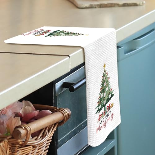Christmas Mahjong Tree Kitchen Towels - Mahjong Gifts Dish Towels - Holiday Decor 16x24 Inches - Variation of THIS listing