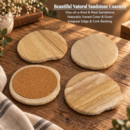 Absorbent Sandstone Coasters Set of 8 - Irregular Edge 4 Inch Round - Variation of 8
