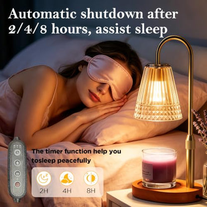 2 Pack Candle Warmer Lamps with Timer & Dimmable Wax Melters - Golden