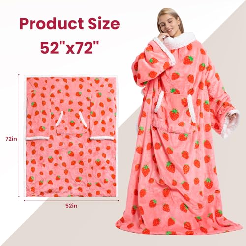 Red Wearable Heated Blanket with Sleeves & Foot Pocket - Electric Throw for Women
