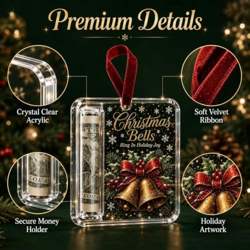 Christmas Money Holders Set - Holiday Cash Gift Ornaments for Tree & Gift Bundles