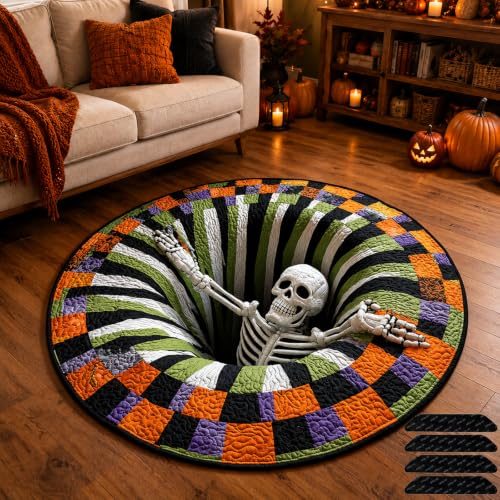 Halloween 3D Candy Corn Optical Illusion Rug - Indoor Round Mat, 80cm/31.5in Variation D