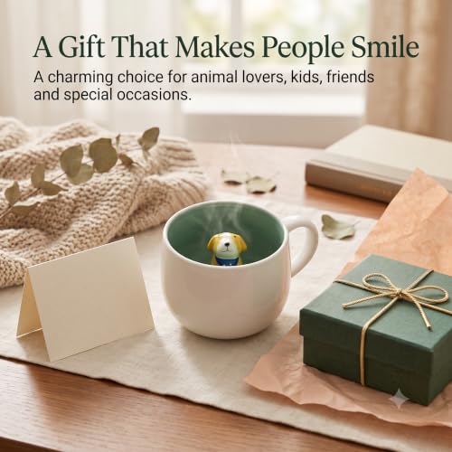Dog 3D Animal Coffee Mug - Cute Ceramic Cup for Hot Cold Beverages 400ML