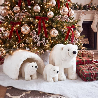 Christmas Wonderland Polar Bear Decor Set with Snow Blanket - Festive Holiday Display
