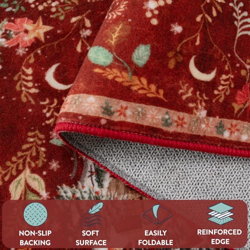 2' x 3' Christmas Entryway Rug - Non Slip Holiday Welcome Mat, Red