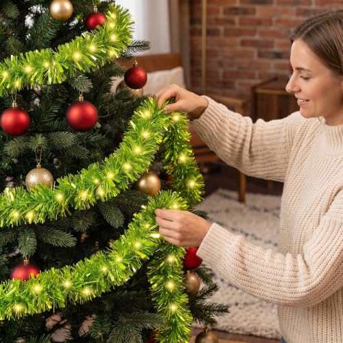 Lime Green Christmas Garland with 100 LED Lights - 20ft Variation