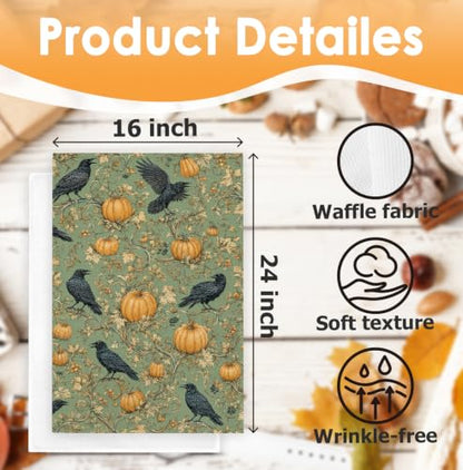 Black Crow Halloween Kitchen Bathroom Towel - 16x24in Decorative Hand Towel Variation