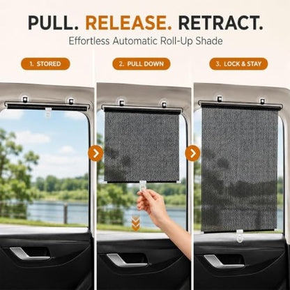 18 x 42-Inch Retractable Window Sun Shade with Suction Cups - No Drill, Portable Mesh Screen for Home Car RV Office Glass Door Skylight