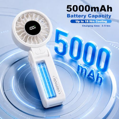 Charcoal Gray Multi-Angle Foldable Handheld Fan with 18H Cooling & 5000mAh Battery