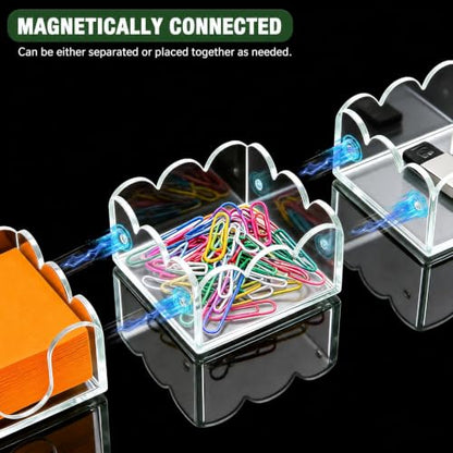 Magnetic Sticky Note Holder 3-in-1 Acrylic Desk Organizer for Office