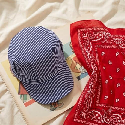 Adult Train Conductor Hat and Bandana Set - Blue Red Cosplay Costume Accessory