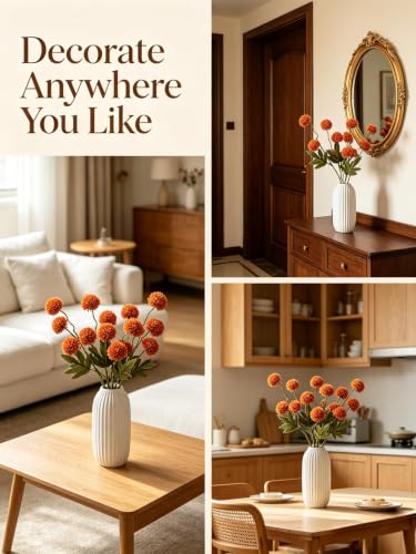 Faux Silk Chrysanthemum Vase Fillers - Burnt Orange, 10 Pcs