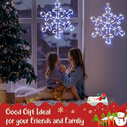 Christmas Snowflake Window Lights 6 Pack Blue White LED Decor with 8 Modes