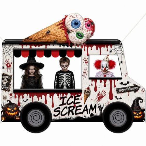 Halloween Ice Cream Truck Photo Booth Backdrop Party Decor