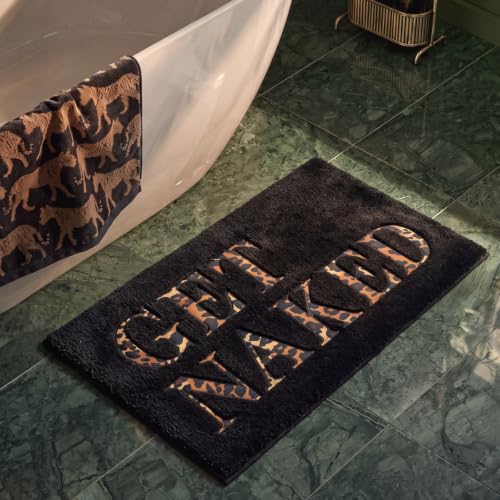 Get Naked Leopard Bath Mat 20x31 Inch - Non-Slip Bathroom Rug with Cheetah Print