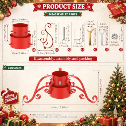Metal Christmas Tree Stand with Water Reservoir - Red, 5ft Trees