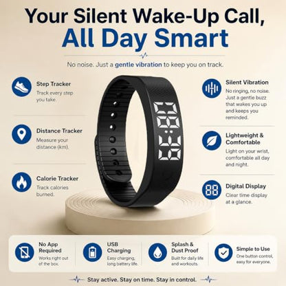 Vibrating Alarm Wristband with Activity Tracker for Heavy Sleepers