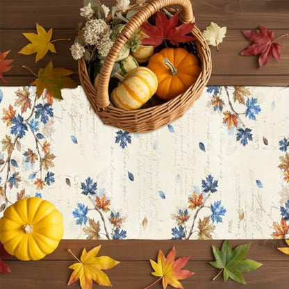 Fall Navy Blue Pumpkin Table Runner 13x36 Inches - Rustic Thanksgiving Decor
