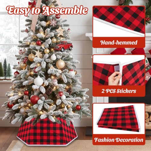 EverMerry Christmas Tree Collar - Foldable 26 Inch Red & Black Plaid Tree Stand Cover