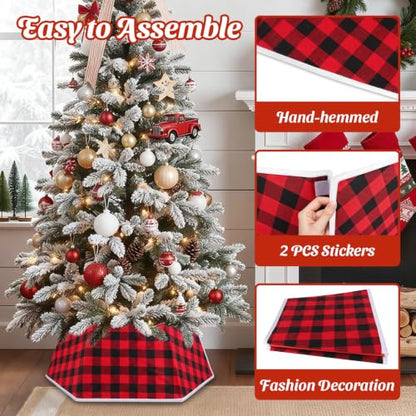 EverMerry Christmas Tree Collar - Foldable 26 Inch Red & Black Plaid Tree Stand Cover