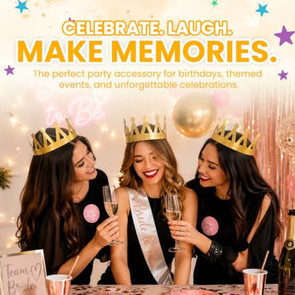 Gold Paper Crown Party Hats - 24 Pack Adjustable Royal Costumes for Kids & Adults