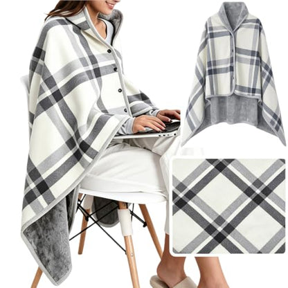 Office Chair Blanket Fleece Wearable Wrap Shawl for Home & Work - Variation A