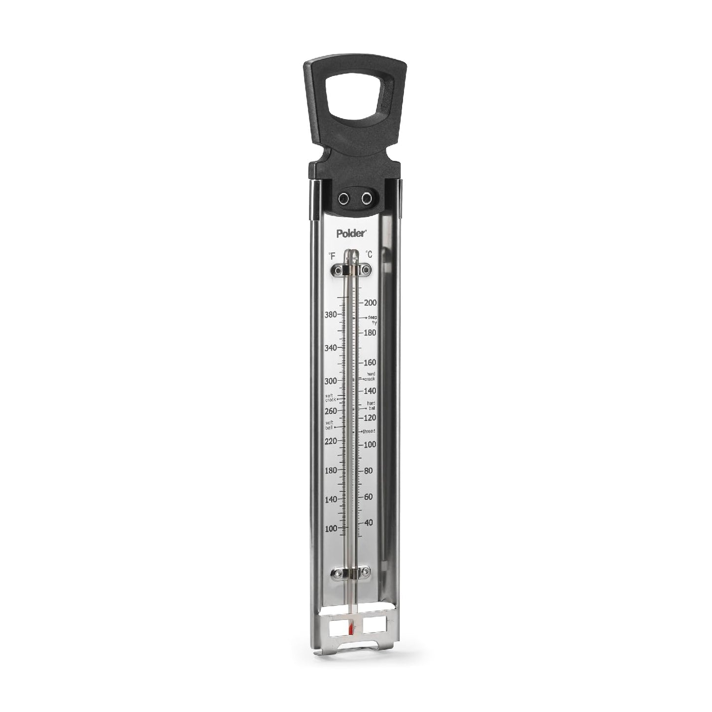 Polder Candy Thermometer, Stainless Steel Cooking Thermometer with Pot Clip, for Jam, Syrup, Jelly, Yogurt, and Deep Fry, 12"
