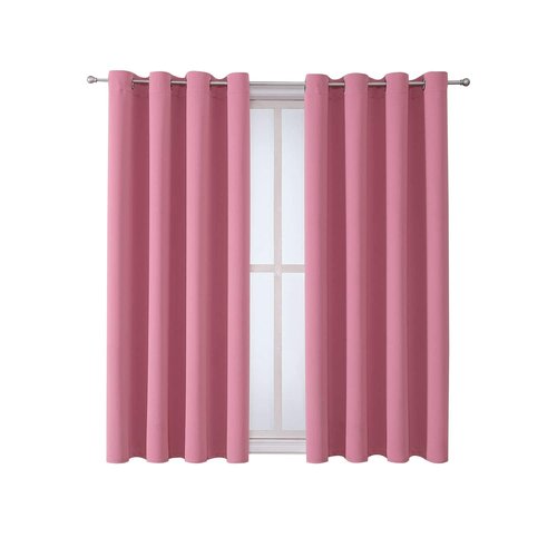 ChrisDowa Grommet Room Darkening Curtains for Bedroom and Living Room - 2 Panels Set Thermal Insulated Blackout Curtains (Pink, 52W x 45L)