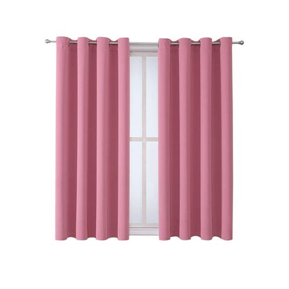 ChrisDowa Grommet Room Darkening Curtains for Bedroom and Living Room - 2 Panels Set Thermal Insulated Blackout Curtains (Pink, 52W x 45L)