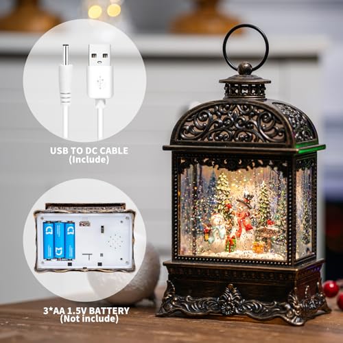 10.125 Inch Snowman Snow Globe with Music & Lights - Christmas Decor Gift