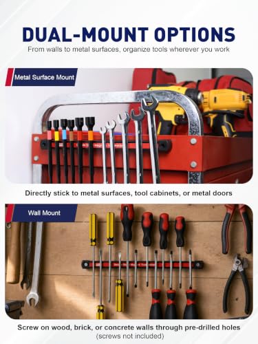 12-Inch Magnetic Tool Organizer Bar for Metal Tools, Heavy Duty