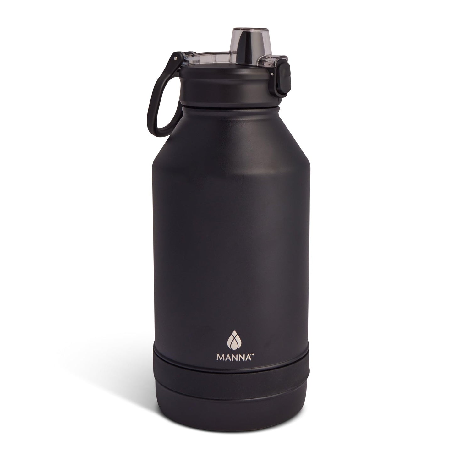 Manna Push Stainless Steel Bottle with Push-open Locking Lid and Sipping Spout - 64 Oz - Onyx Powder