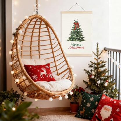Christmas Tree Wall Art Poster - Red Bow Holiday Decor, 12x16 Inch – Variation SD22