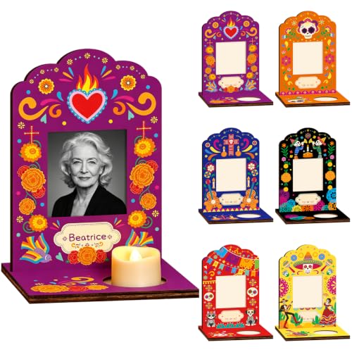 Dia De Los Muertos Wooden Picture Frames Set of 6 for Altars Home Decor
