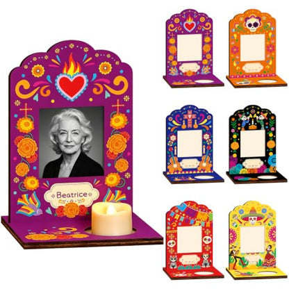Dia De Los Muertos Wooden Picture Frames Set of 6 for Altars Home Decor
