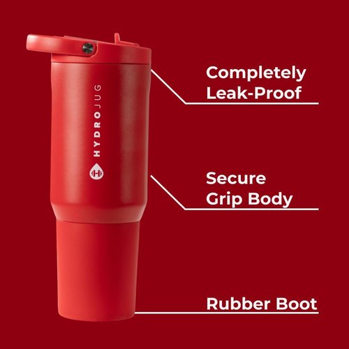 HydroJug Sport - 20oz Stainless Steel Tumbler with Straw | Vacuum Insulated & Leakproof, Ergonomic Design in Alumni Red