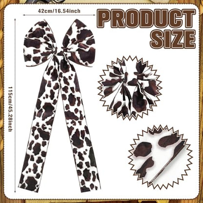 Large Cow Print Christmas Tree Topper Bow - Rustic Western Holiday Decor