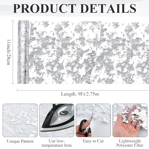 Silver Metallic Table Runner 11x108 Inches - Sequin Mesh Decorations for Party Wedding Birthday
