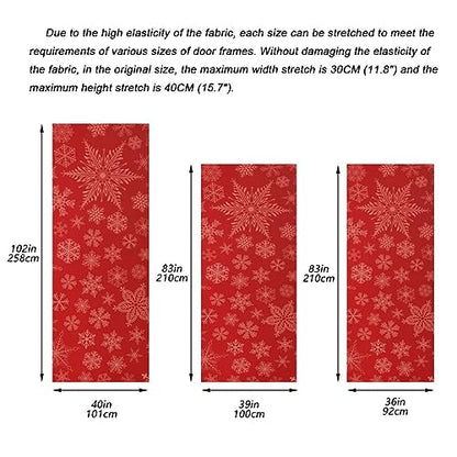 Christmas Red Snowflake Door Cover - Washable High Elastic Fabric, 40x102 Inch - Festive Home Decor