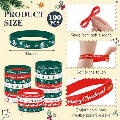 Christmas Silicone Bracelets Bulk Set - 10 Styles for Kids and Adults, 200 Pieces - Stylish Variation