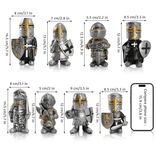 8-Piece Medieval Knight Figurine Set Resin Garden Decor Collectibles