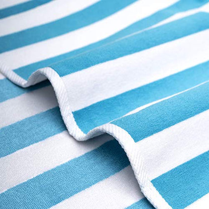 American Soft Linen Beach Towel, Cabana Striped 100% Cotton Pool Towels, 30x60 in Oversized Beach Towels, Soft Absorbent Sand Free Swim Towels, Turquoise Blue