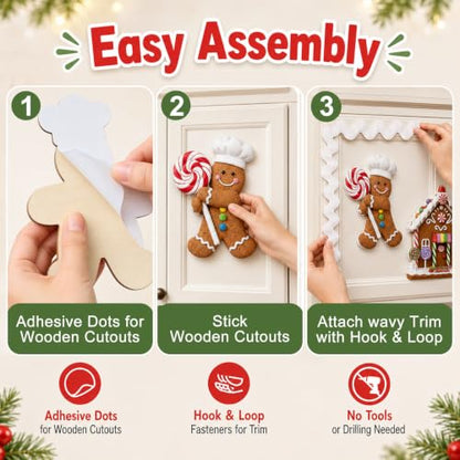 Christmas Gingerbread House Decor Kit for Kitchen & Holiday Display