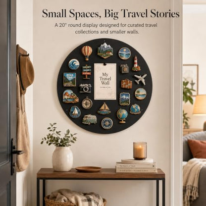 Matte Black 20-Inch Round Travel Magnet Board for Souvenir Displays