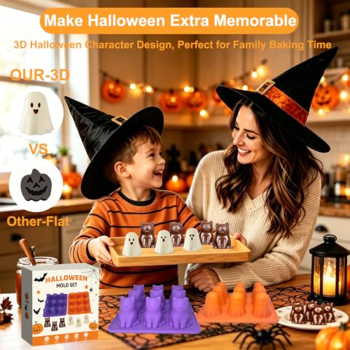 Halloween Ghost Silicone Mold 2 Pack - 3D Candy, Chocolate, Gummy & Dessert Maker