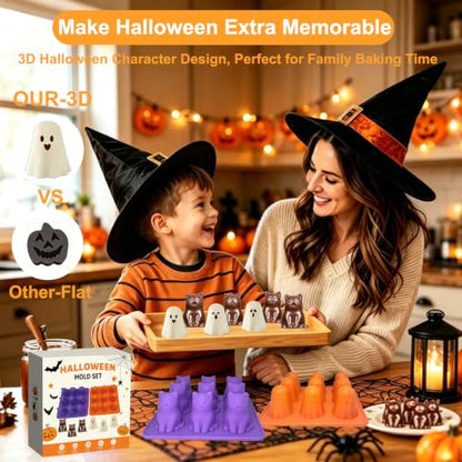 Halloween Ghost Silicone Mold 2 Pack - 3D Candy, Chocolate, Gummy & Dessert Maker