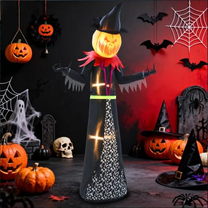 Halloween Inflatable 9FT Giant Pumpkin Witch with Lights - 9ft Pumpkin Man Variant