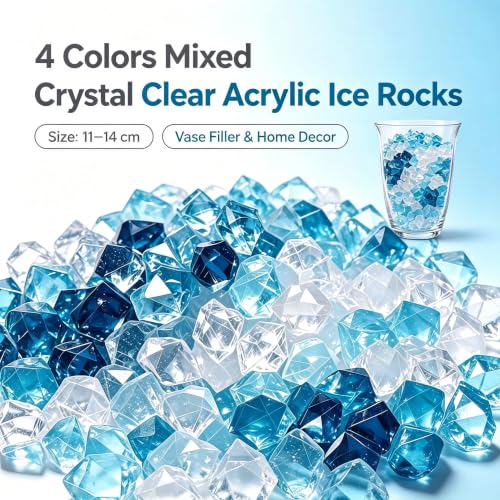 Blue Acrylic Ice Rocks for Vase Fillers - 560 Pack, Aquarium & Decor
