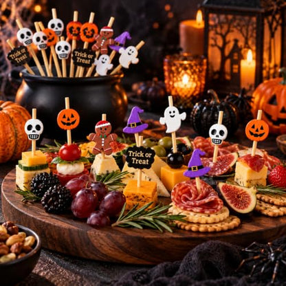 Halloween Skull & Themed Cocktail Picks - 150 Pcs Food & Drink Toothpicks